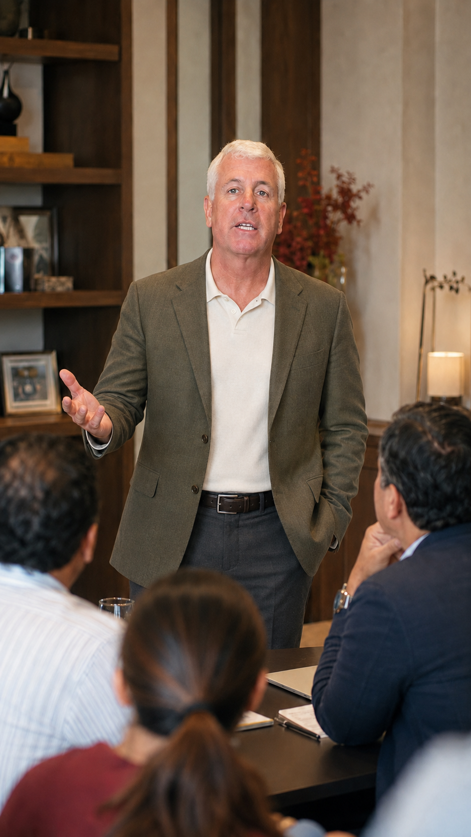 Stephen Yeager dirigiendo una sesión de capacitación con profesionales inmobiliarios